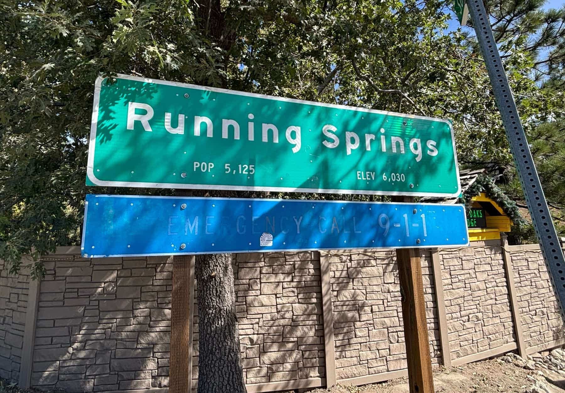 Welcome to Running Springs sign in the San Bernardino Mountains