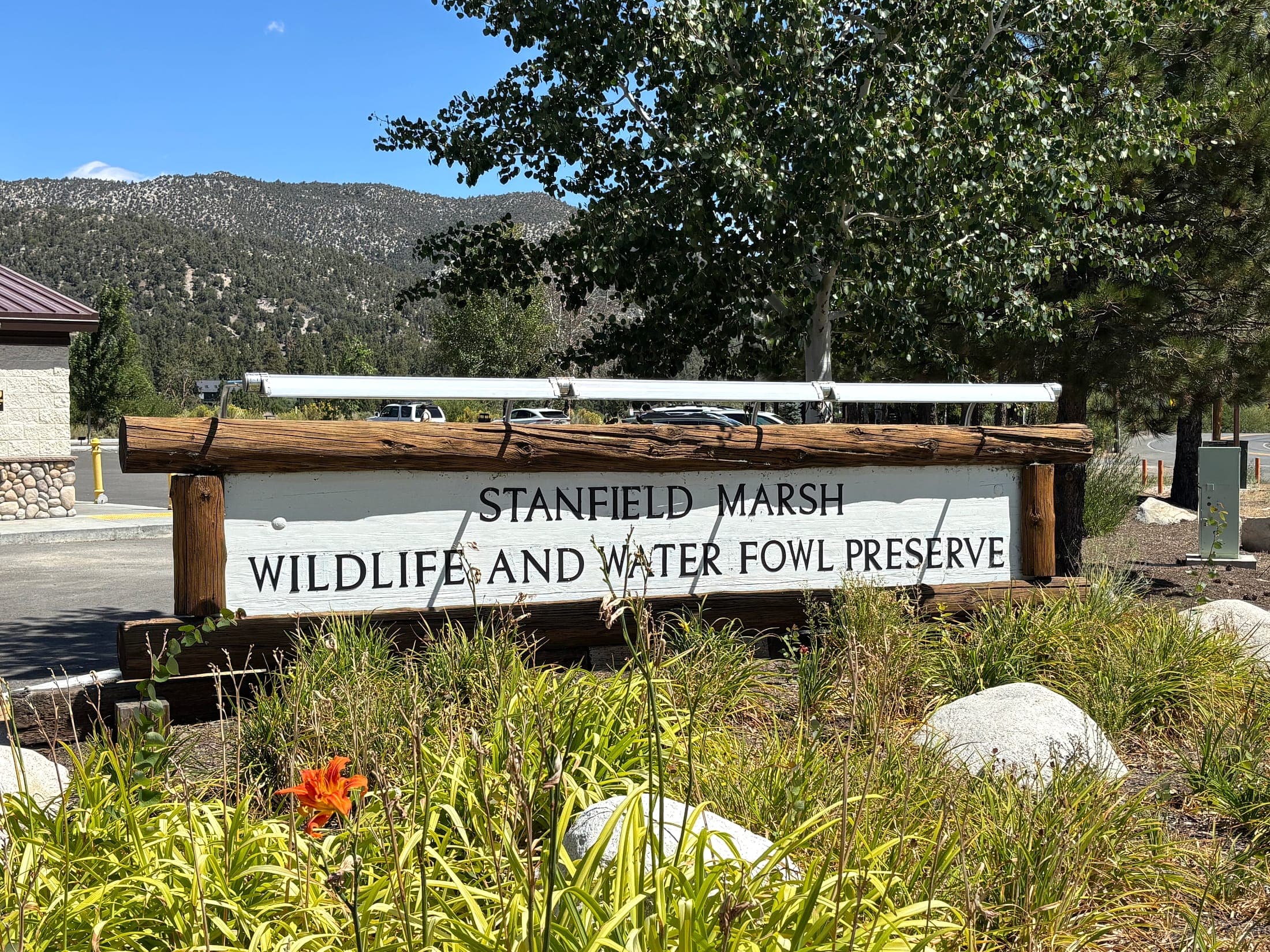 Stanfield Marsh Wildlife and Water Fowl Preserve sign in Big Bear Lake, California