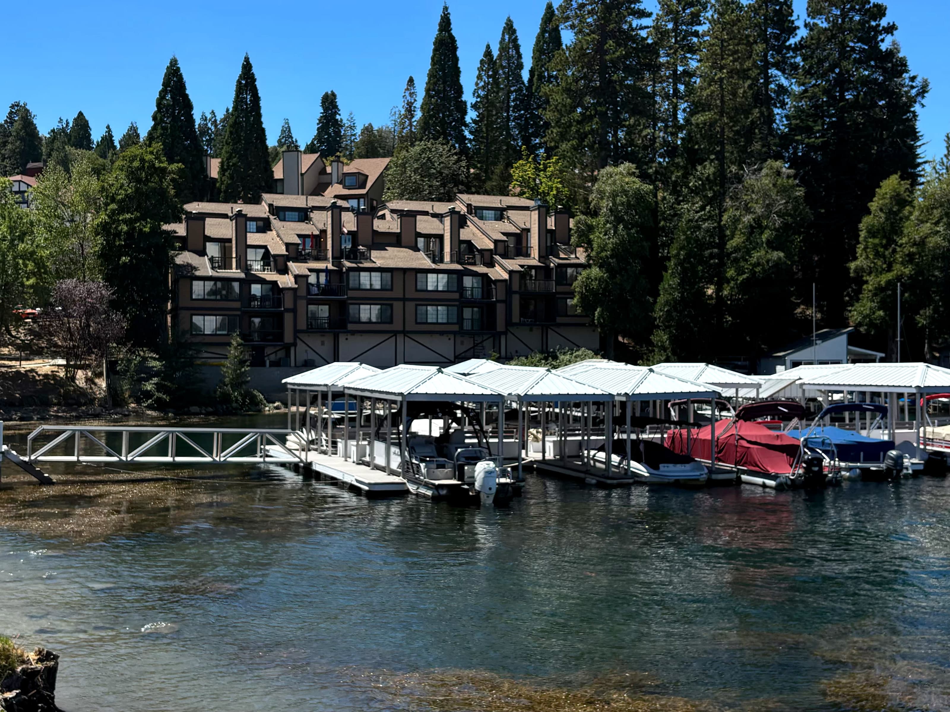 Lakefront condos with covered boat slips on Lake Arrowhead