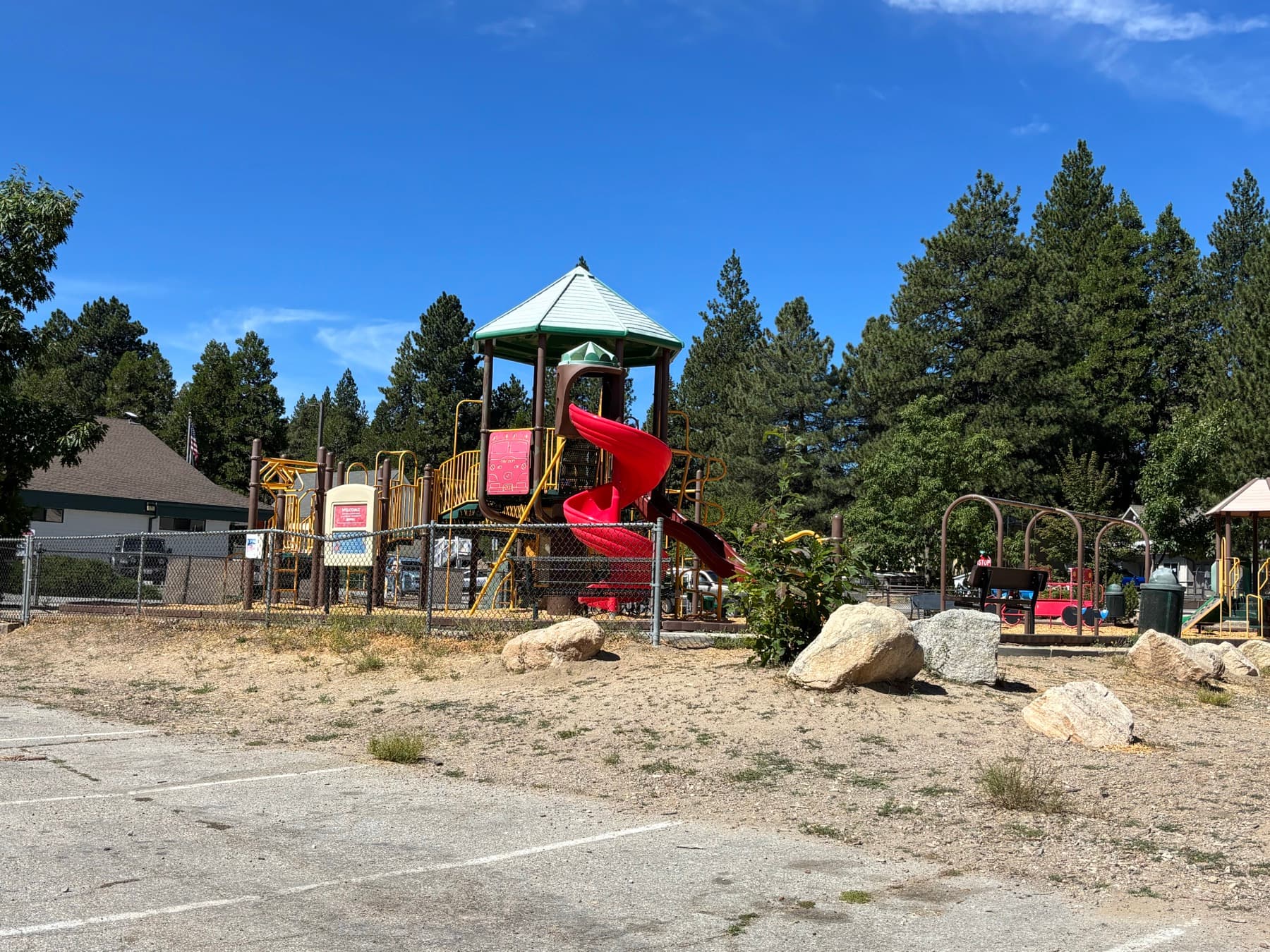 A playground among the trees in Running Springs